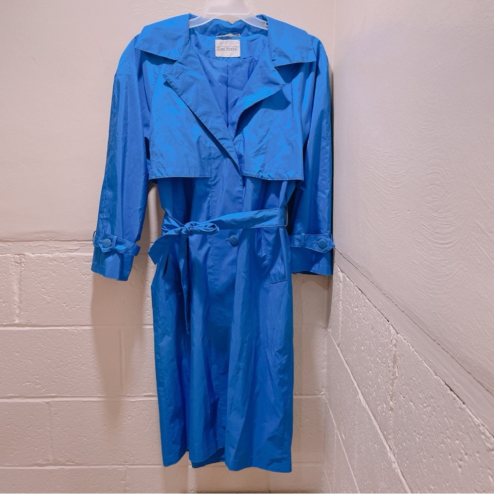 Vintage Korean Coat Works Size L (9/10) Blue Trench Coat